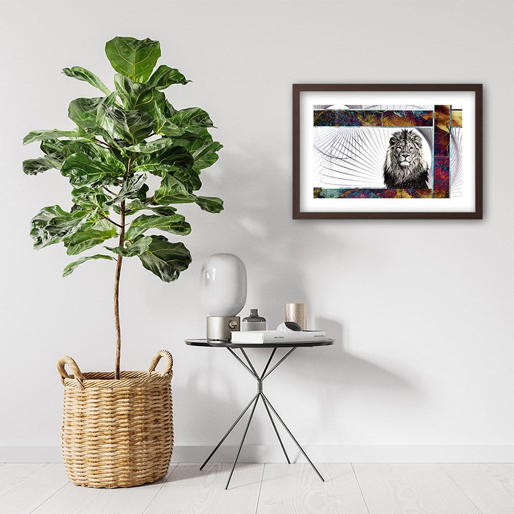 Glezna brūnā rāmī - Majestic Lion Home Trends DECO