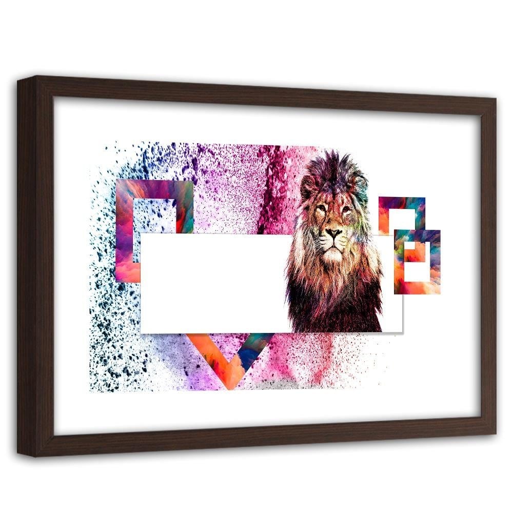 Glezna brūnā rāmī - Majestic Lion Home Trends DECO