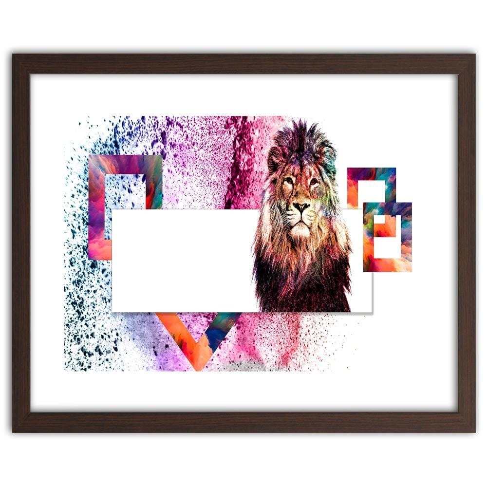 Glezna brūnā rāmī - Majestic Lion Home Trends DECO