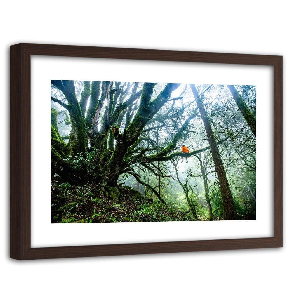Glezna brūnā rāmī - Man On A Branch Home Trends DECO