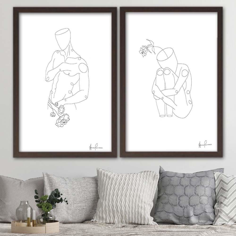 Glezna brūnā rāmī - Man's Figure Of Minimalism Home Trends DECO