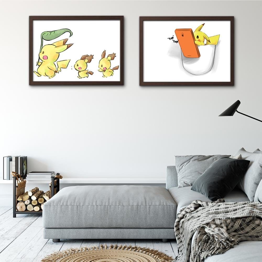 Glezna brūnā rāmī - Manga Strolling Yellow Creatures Home Trends DECO