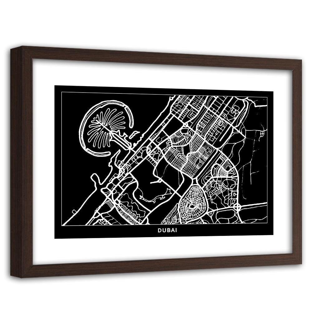 Glezna brūnā rāmī - Map Of Dubai City Plan Home Trends DECO