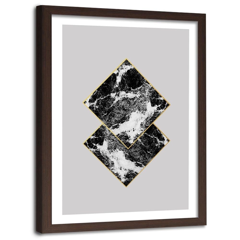 Glezna brūnā rāmī - Marble Squares Home Trends DECO