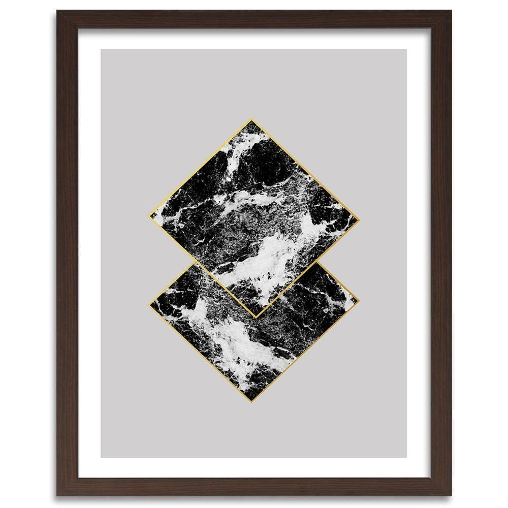 Glezna brūnā rāmī - Marble Squares Home Trends DECO