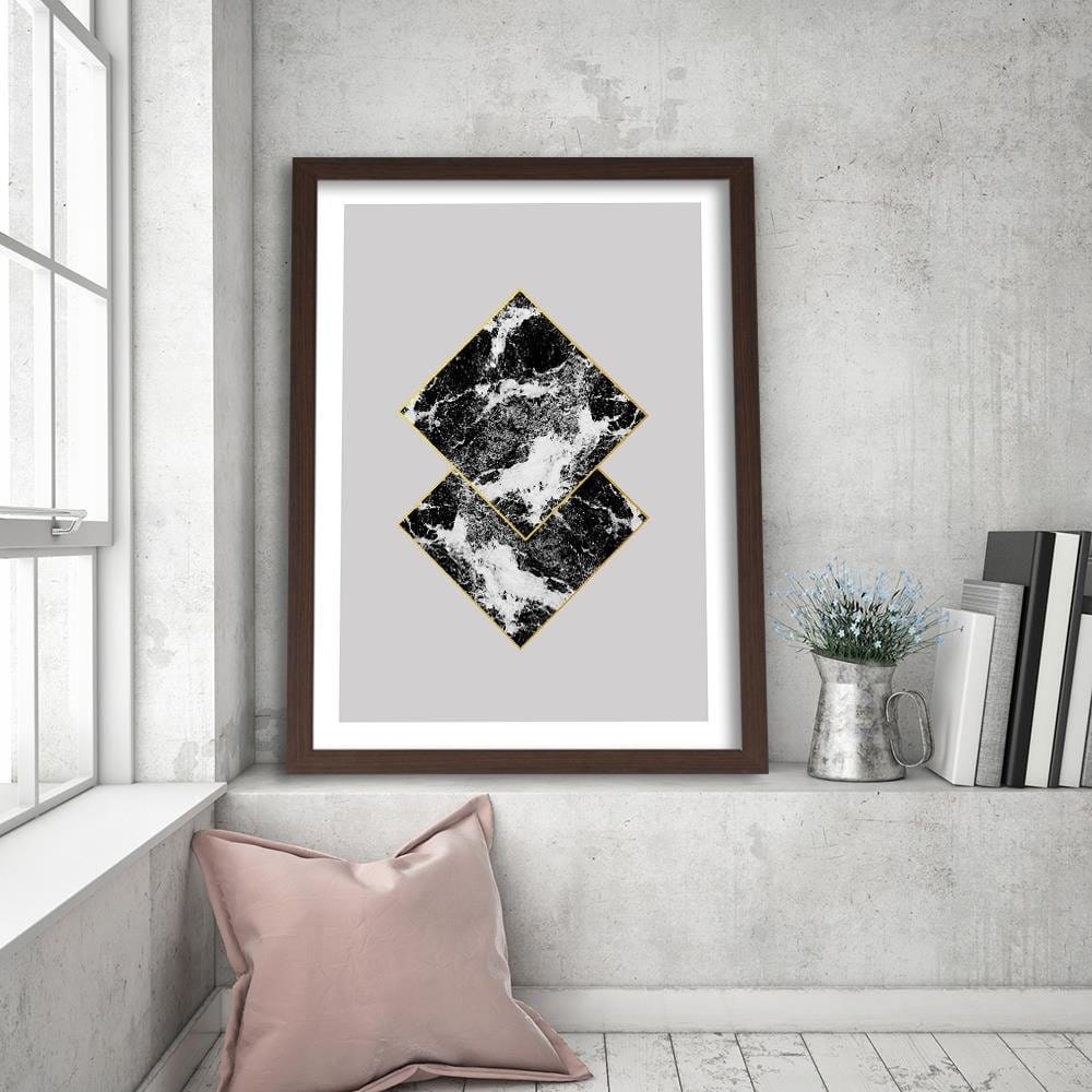 Glezna brūnā rāmī - Marble Squares Home Trends DECO