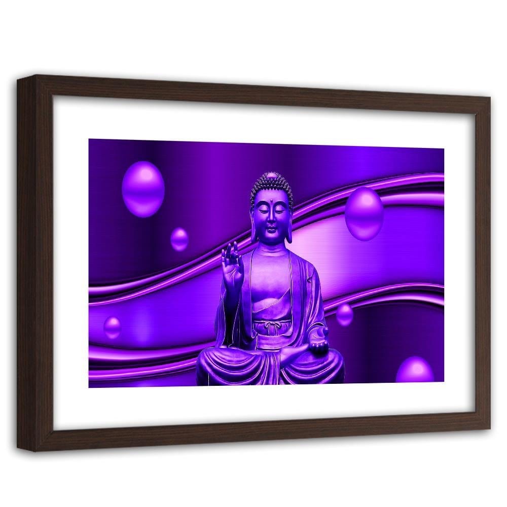 Glezna brūnā rāmī - Meditator Buddha On An Abstract Background Home Trends DECO