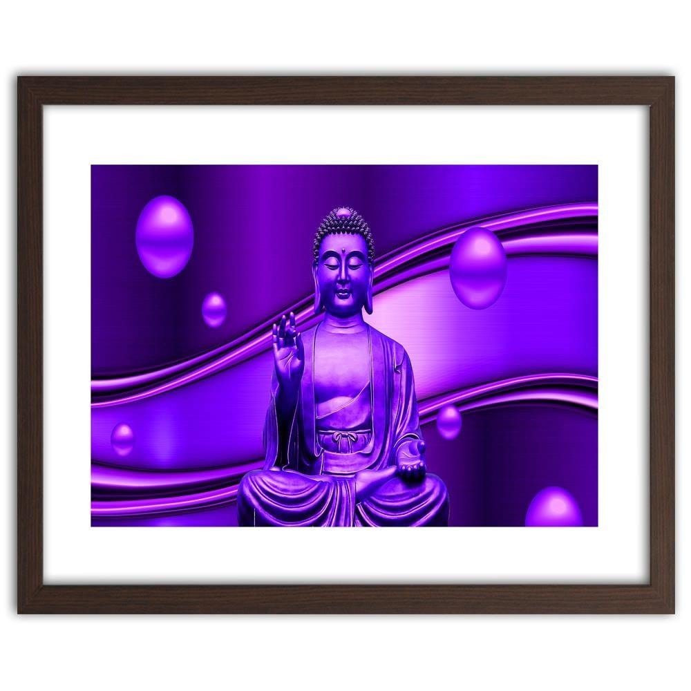Glezna brūnā rāmī - Meditator Buddha On An Abstract Background Home Trends DECO