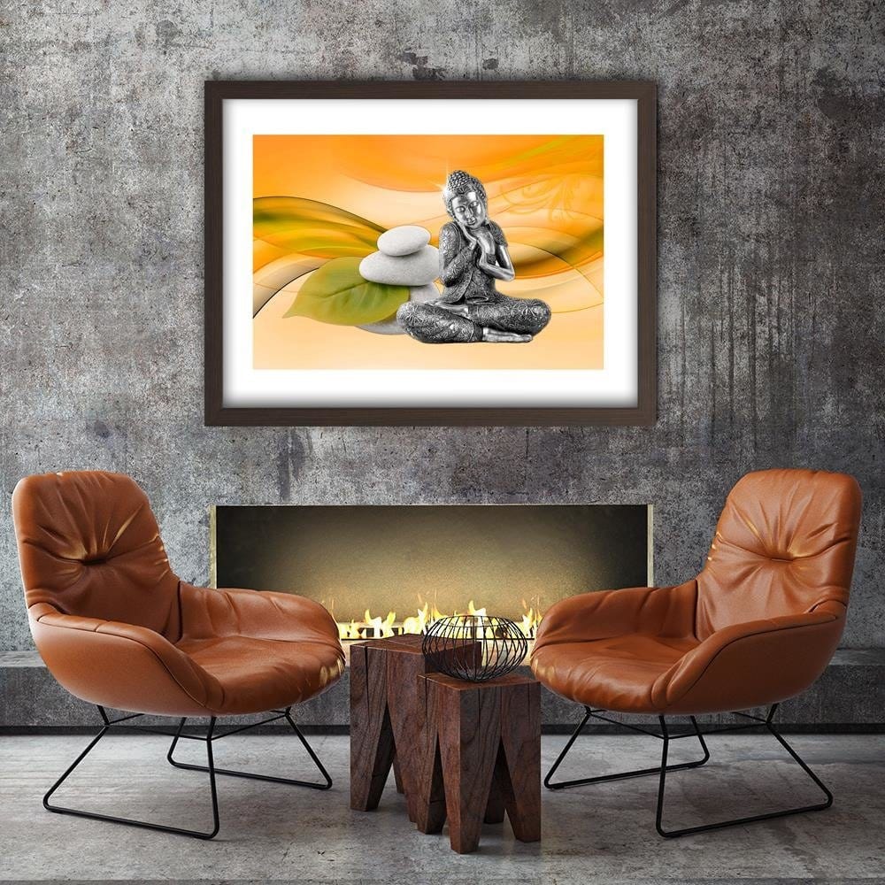 Glezna brūnā rāmī - Metal Buddha Home Trends DECO