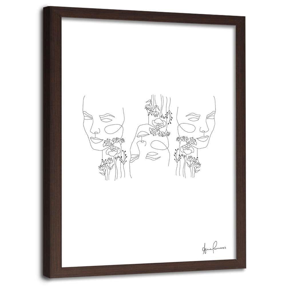 Glezna brūnā rāmī - Minimalism Faces Home Trends DECO