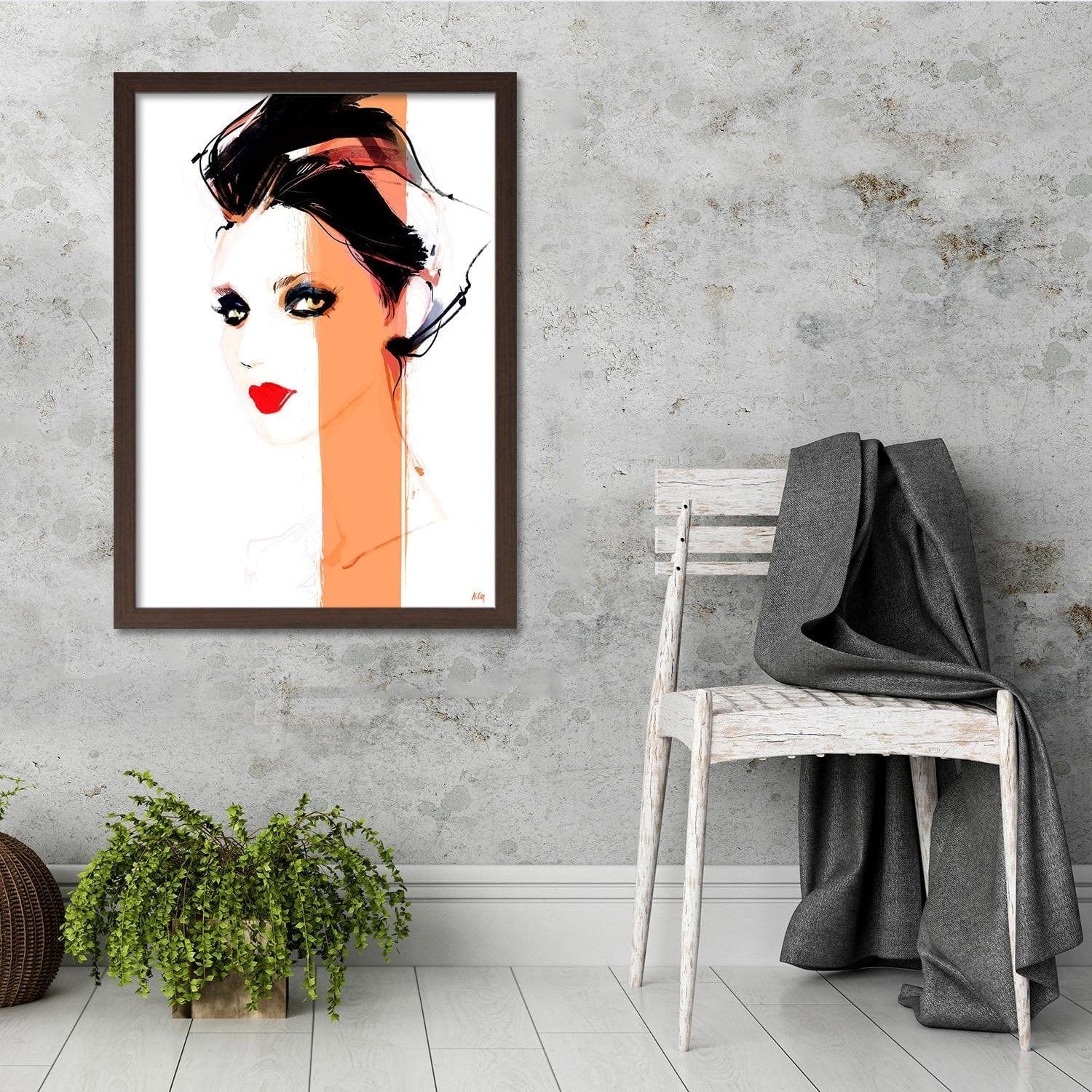Glezna brūnā rāmī - Minimalist Portrait Home Trends DECO