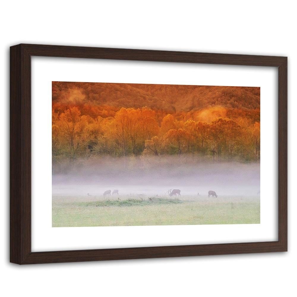 Glezna brūnā rāmī - Mist Over Rykowiskiem Home Trends DECO