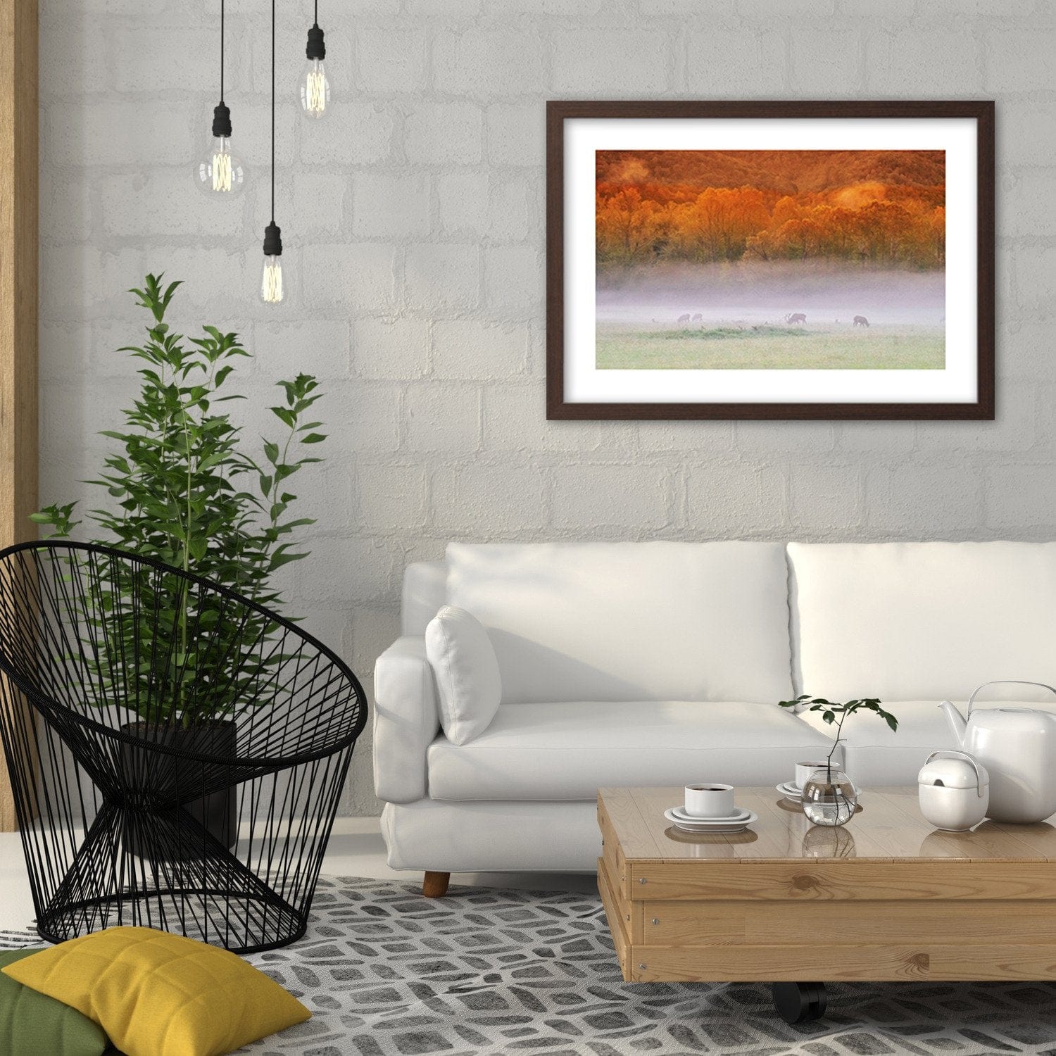 Glezna brūnā rāmī - Mist Over Rykowiskiem Home Trends DECO
