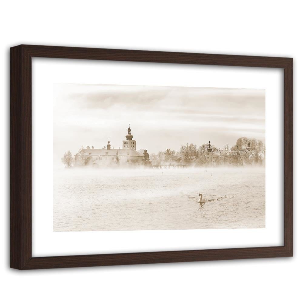 Glezna brūnā rāmī - Misty Lake 1 Home Trends DECO