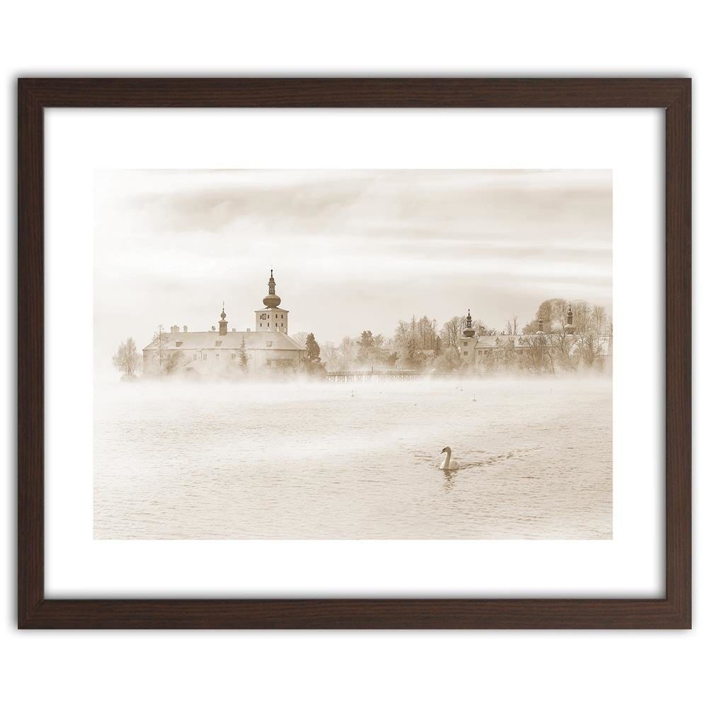 Glezna brūnā rāmī - Misty Lake 1 Home Trends DECO
