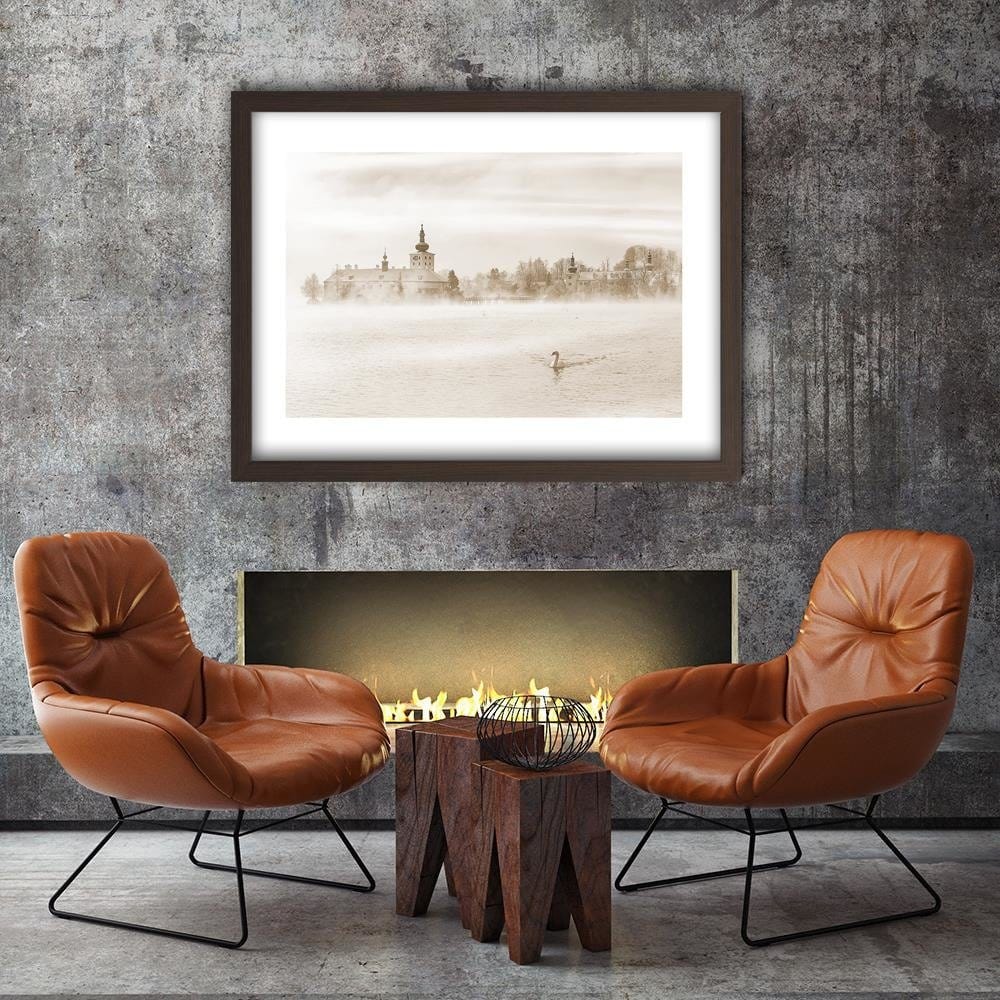 Glezna brūnā rāmī - Misty Lake 1 Home Trends DECO