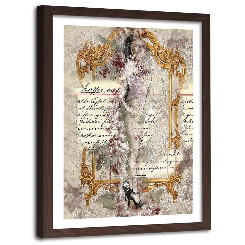 Glezna brūnā rāmī - Model Abstraction Front Of The Mirror Home Trends DECO
