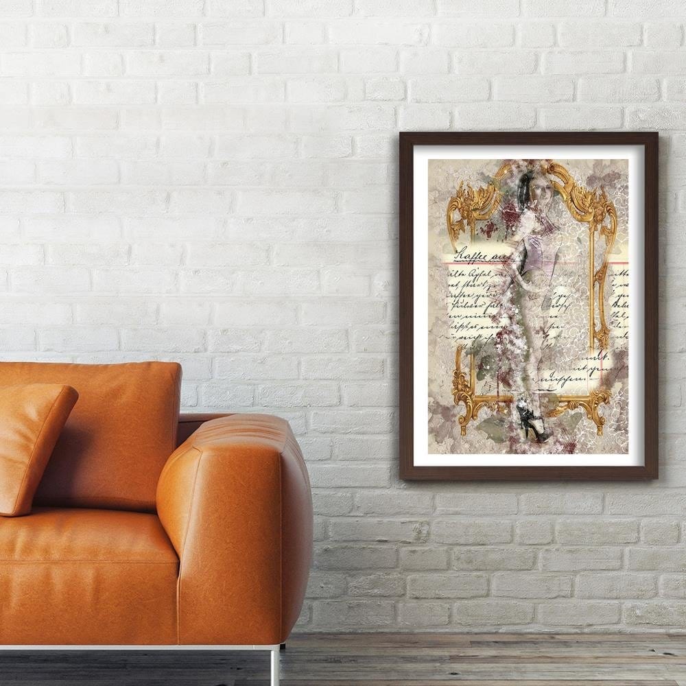 Glezna brūnā rāmī - Model Abstraction Front Of The Mirror Home Trends DECO