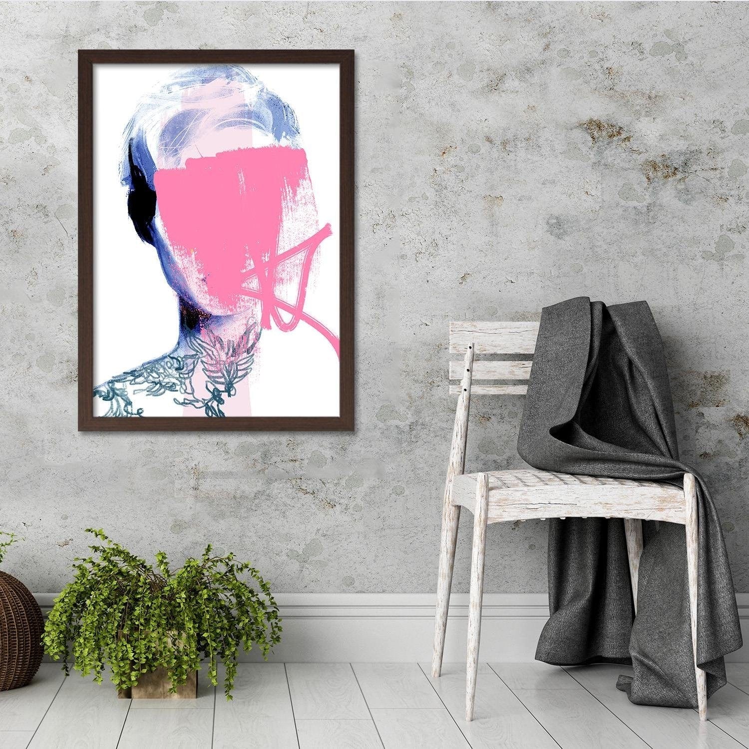 Glezna brūnā rāmī - Model Face Pink Home Trends DECO