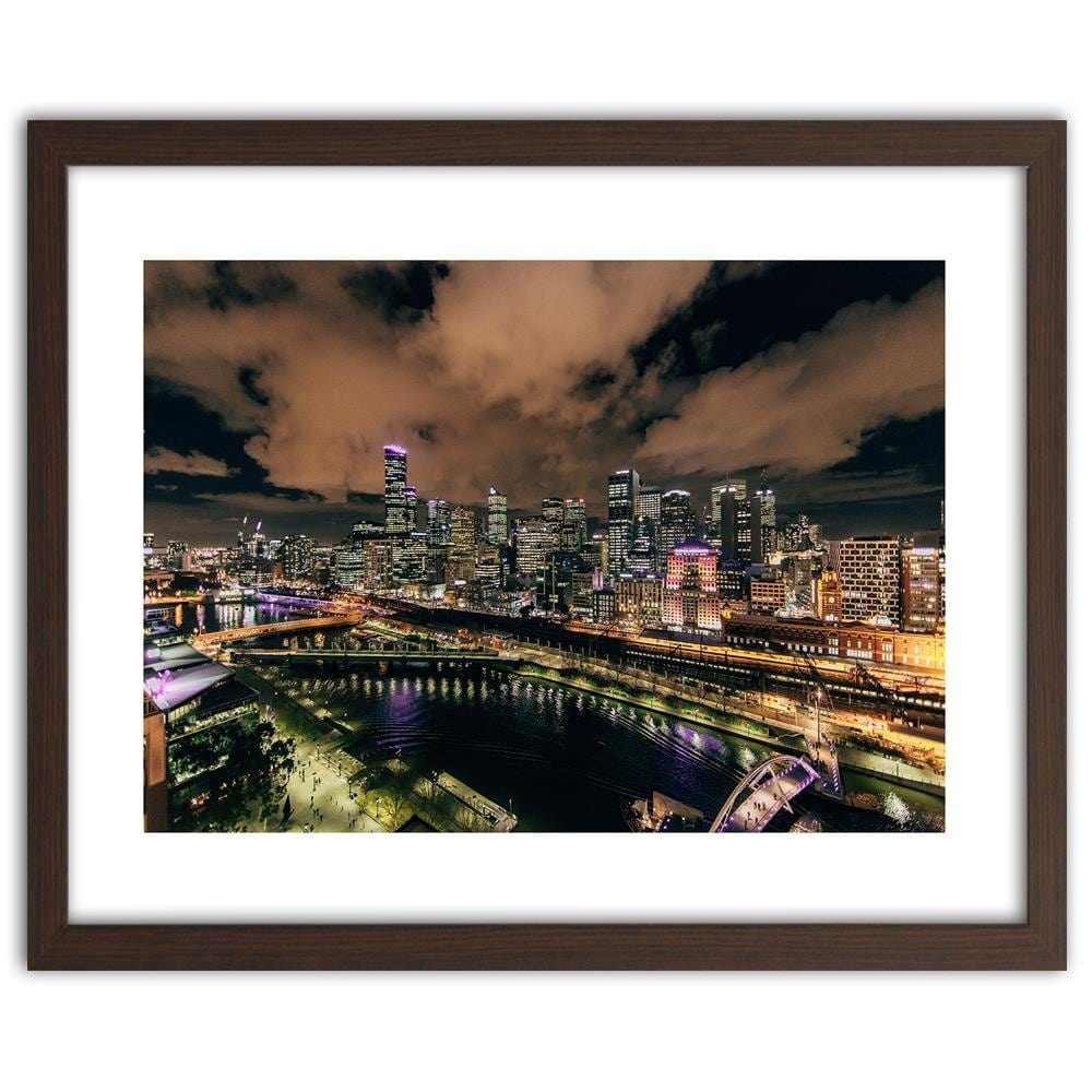 Glezna brūnā rāmī - Modern City At Night Home Trends DECO