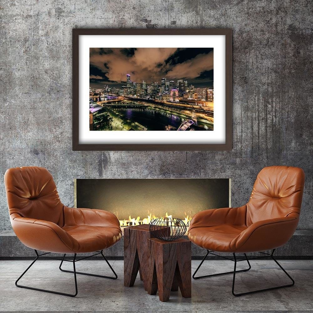 Glezna brūnā rāmī - Modern City At Night Home Trends DECO