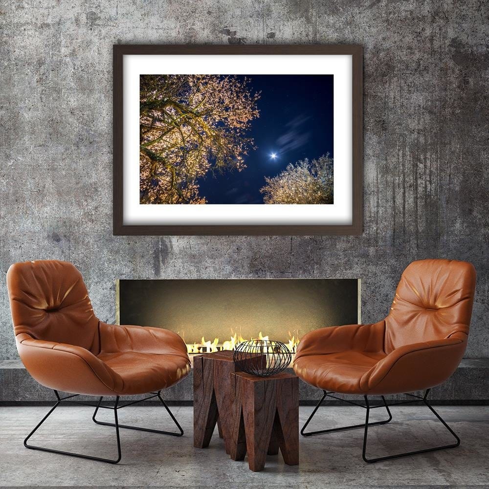 Glezna brūnā rāmī - Moon Over Trees Home Trends DECO