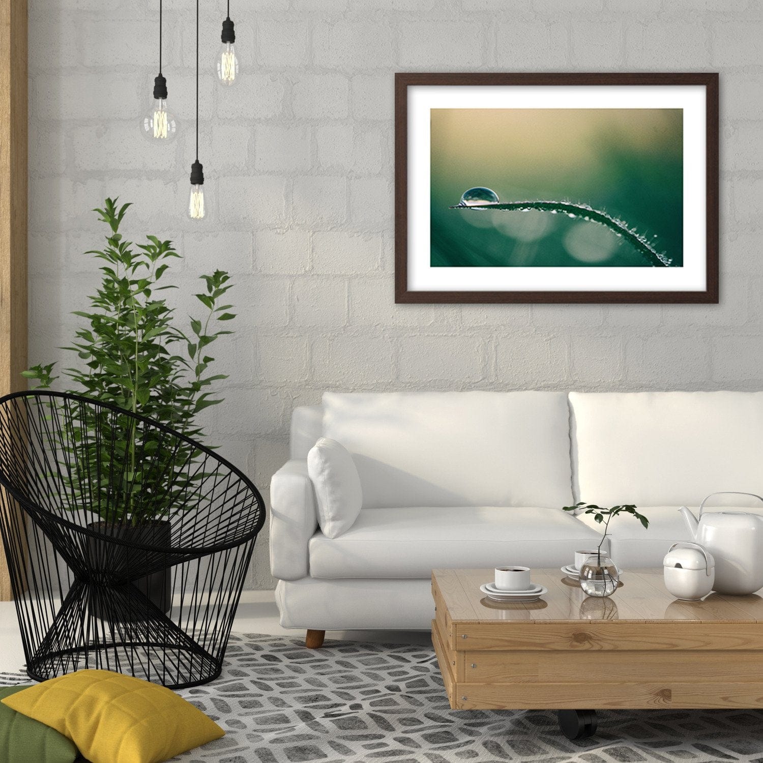 Glezna brūnā rāmī - Morning Dew Home Trends DECO