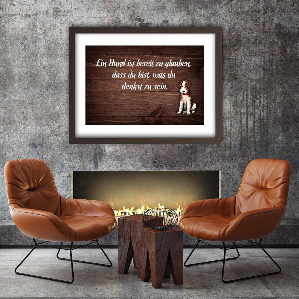 Glezna brūnā rāmī - Motto Dog Home Trends DECO