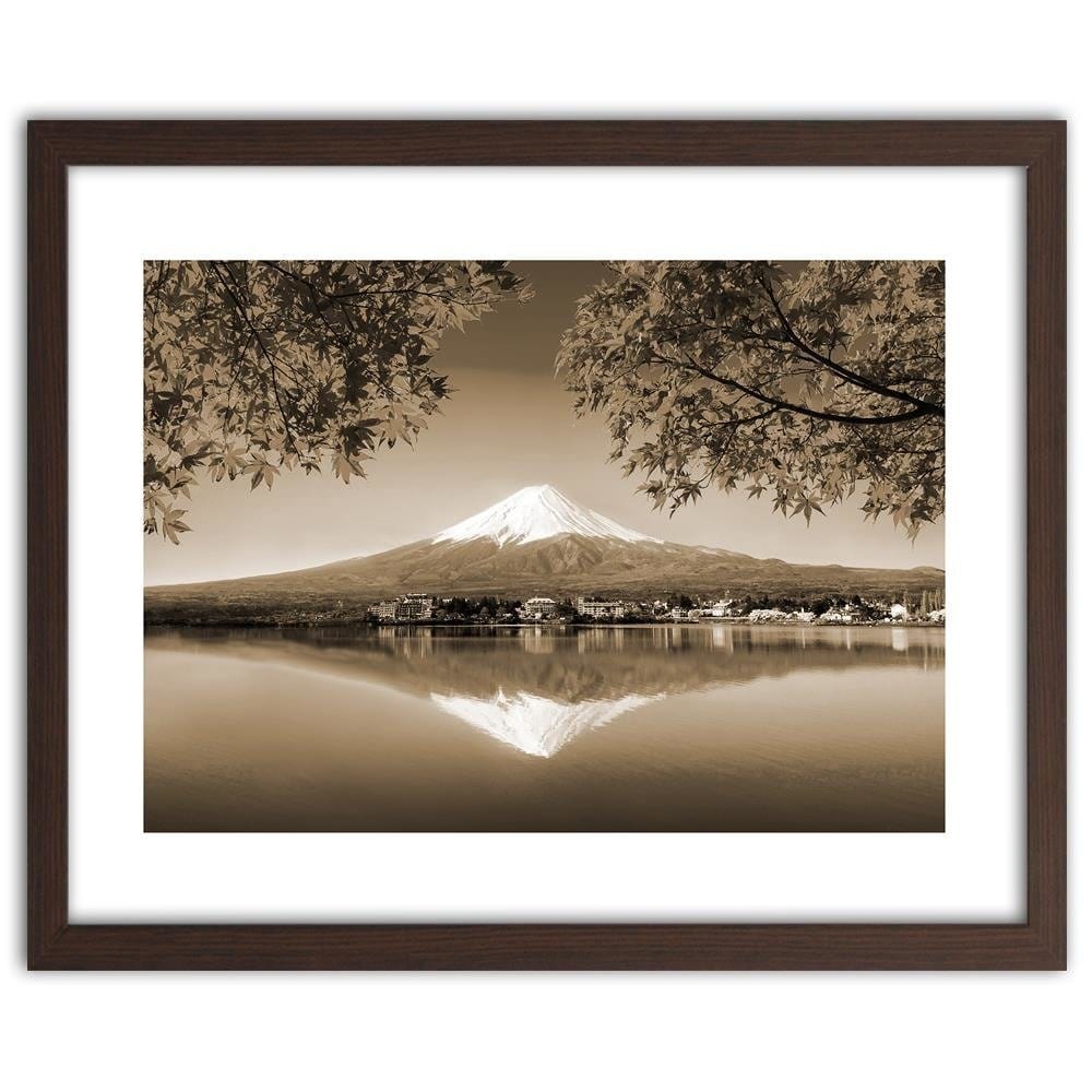 Glezna brūnā rāmī - Mount Fuji And Lake 1 Home Trends DECO