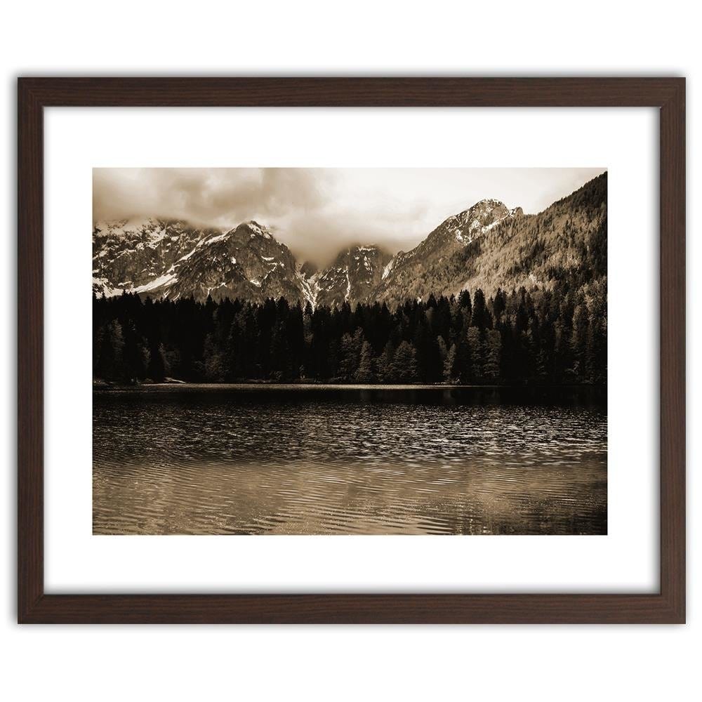 Glezna brūnā rāmī - Mountain Lake 1 Home Trends DECO
