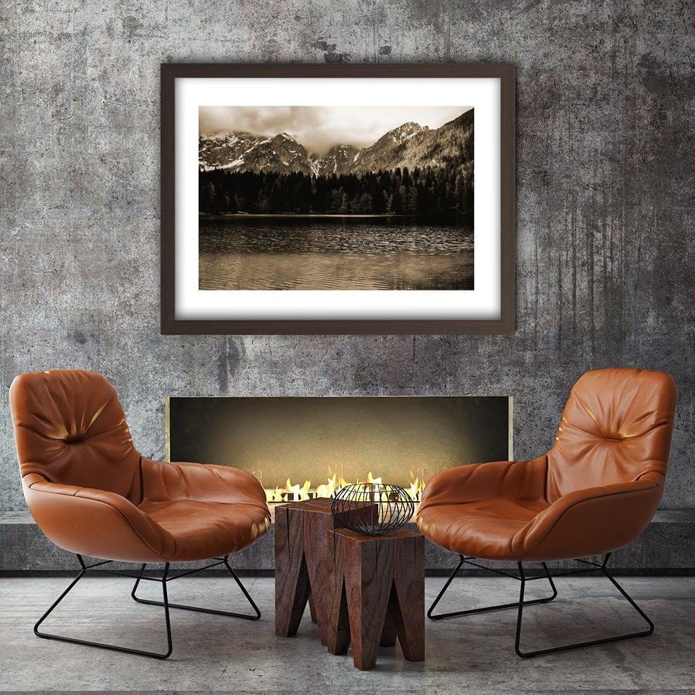 Glezna brūnā rāmī - Mountain Lake 1 Home Trends DECO