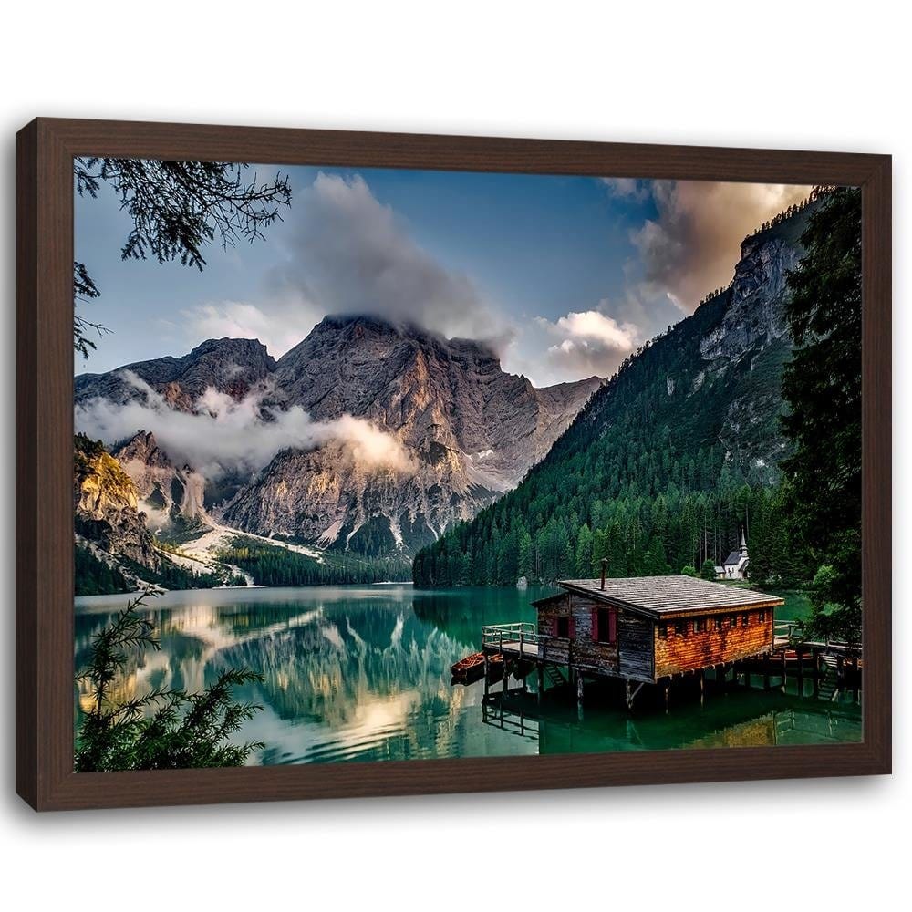Glezna brūnā rāmī - Mountain Landscape Home Trends DECO