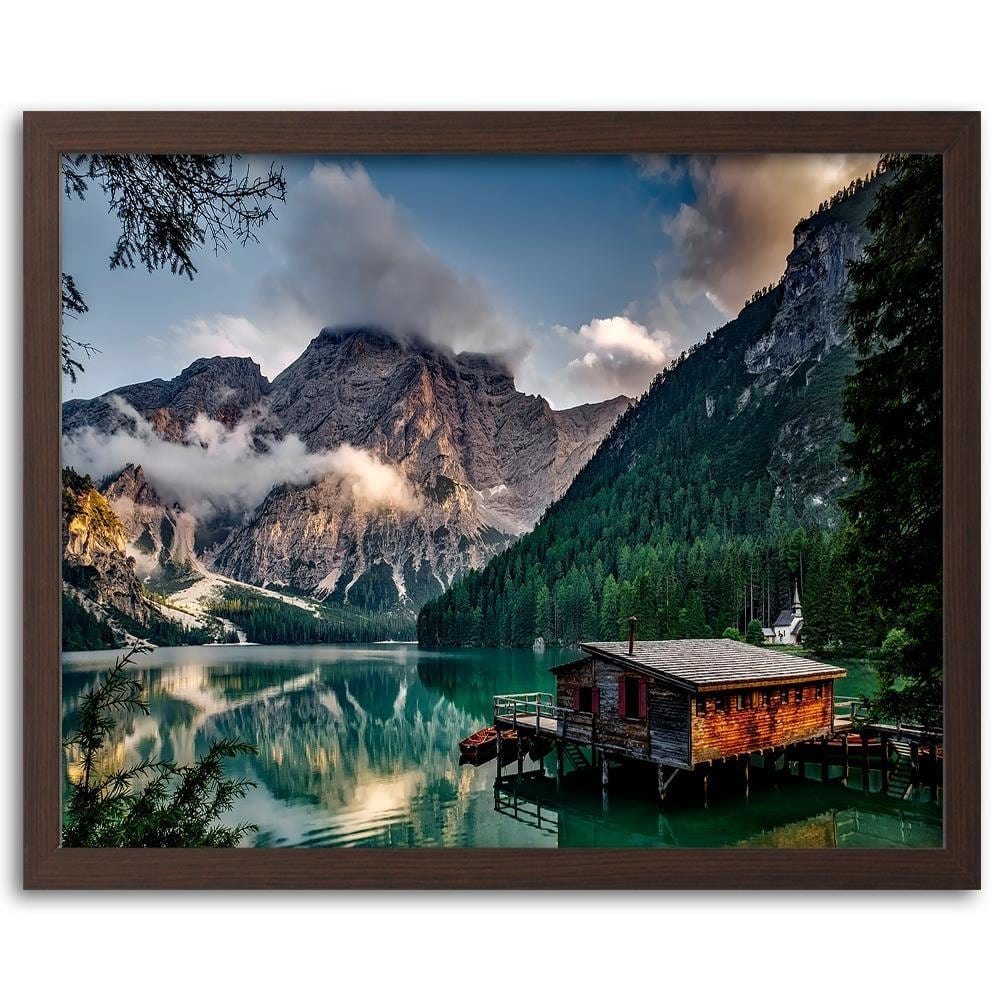 Glezna brūnā rāmī - Mountain Landscape Home Trends DECO
