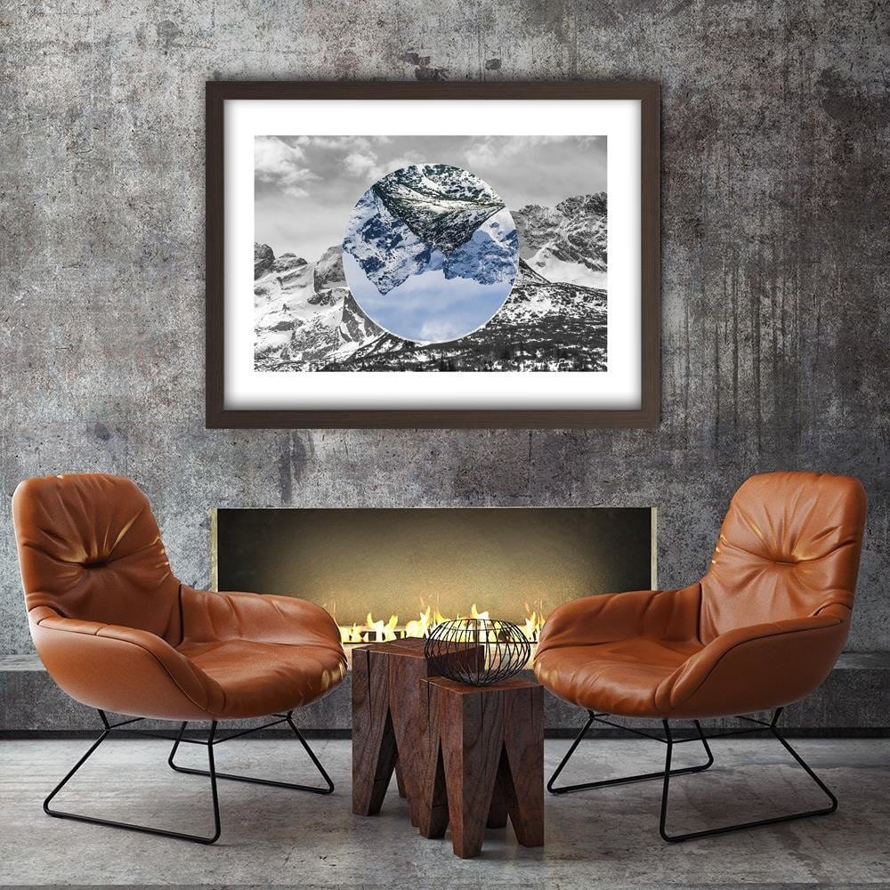 Glezna brūnā rāmī - Mountain Landscape Inverted 3 Home Trends DECO