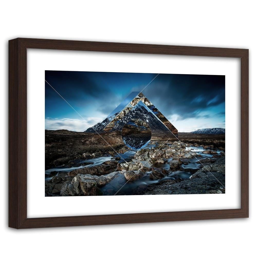 Glezna brūnā rāmī - Mountain Landscape With Geometric Figures 1 Home Trends DECO