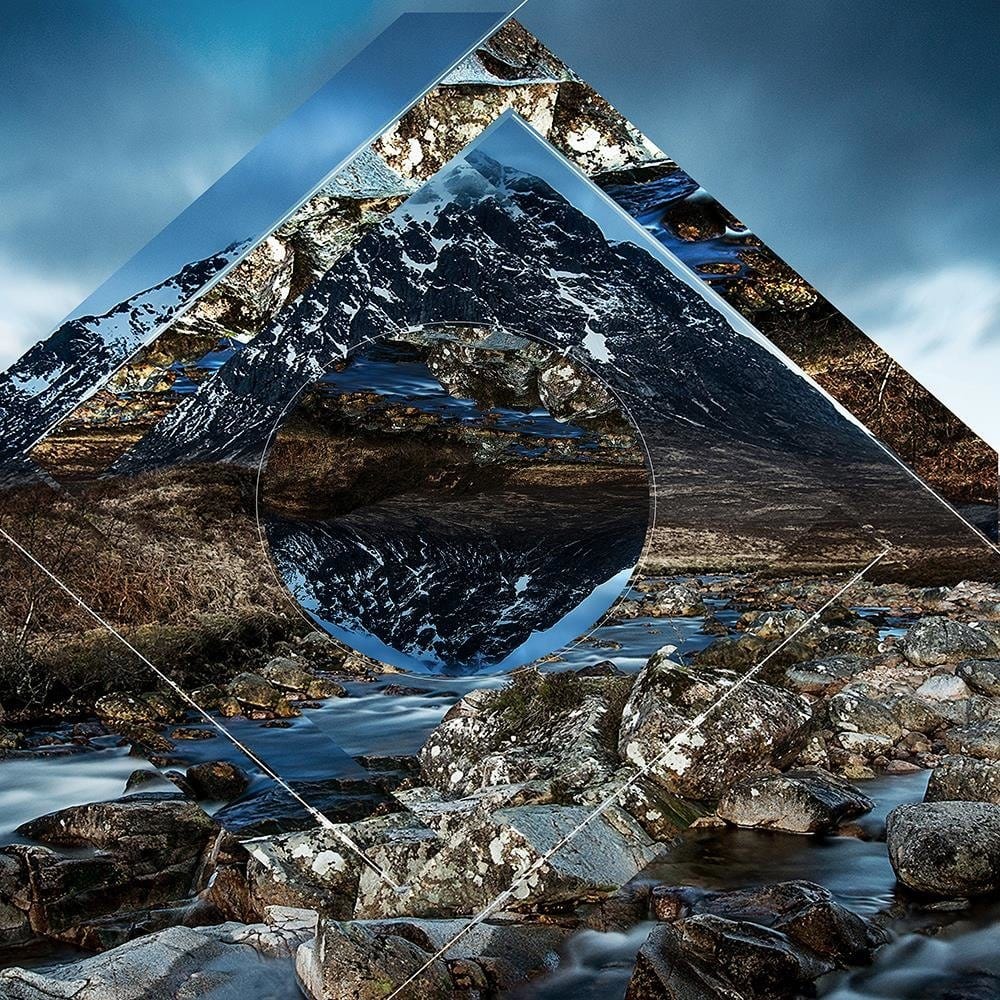 Glezna brūnā rāmī - Mountain Landscape With Geometric Figures 1 Home Trends DECO