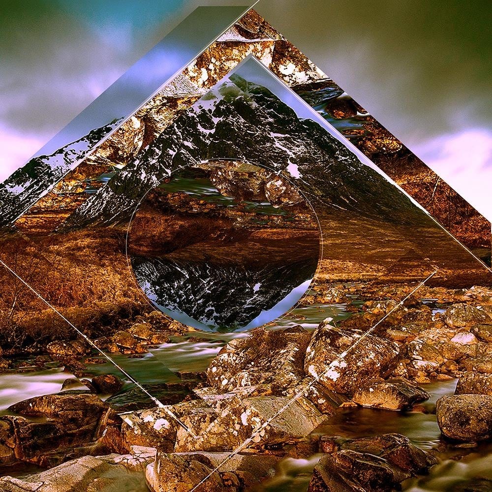 Glezna brūnā rāmī - Mountain Landscape With Geometric Shapes 2 Home Trends DECO