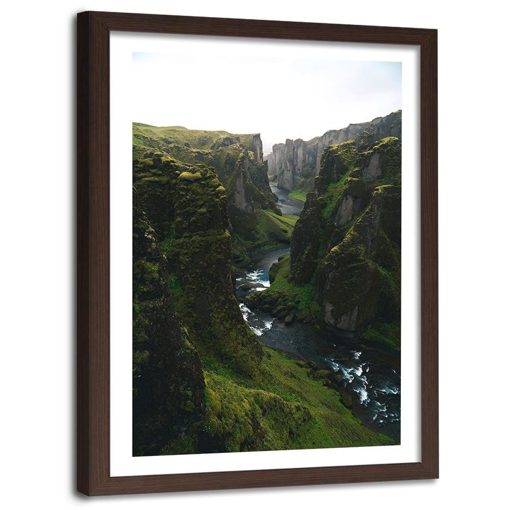 Glezna brūnā rāmī - Mountain Landscape With River Home Trends DECO