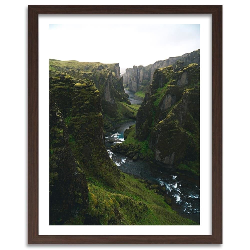 Glezna brūnā rāmī - Mountain Landscape With River Home Trends DECO