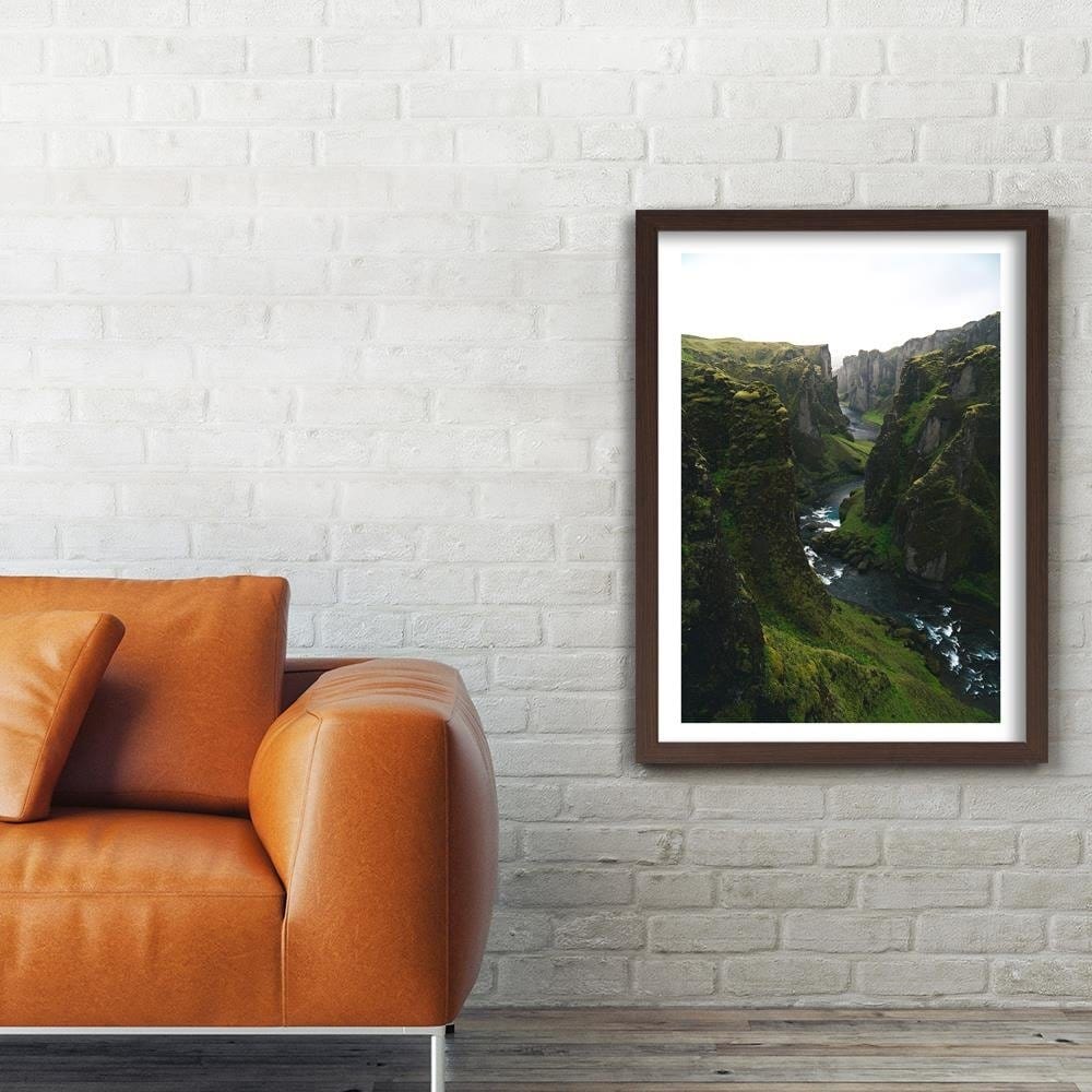 Glezna brūnā rāmī - Mountain Landscape With River Home Trends DECO