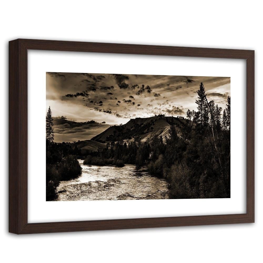 Glezna brūnā rāmī - Mountain River 1 Home Trends DECO