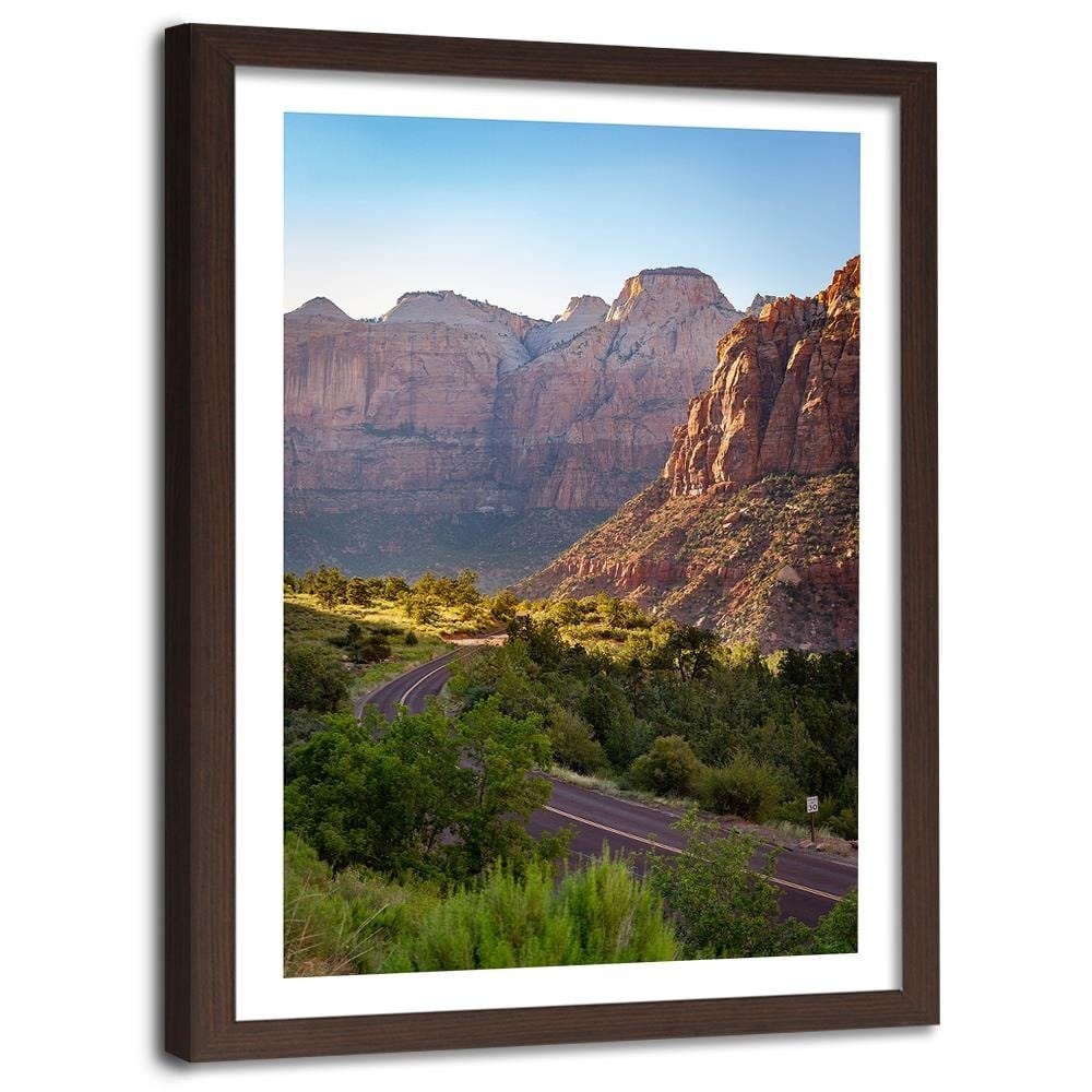 Glezna brūnā rāmī - Mountain Road Home Trends DECO