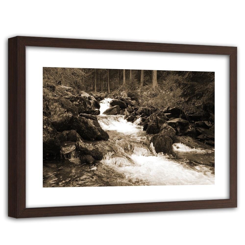 Glezna brūnā rāmī - Mountain Stream 1 Home Trends DECO
