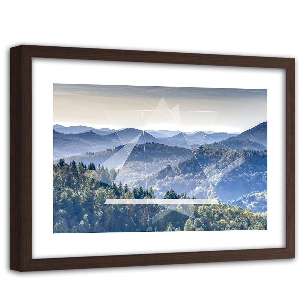 Glezna brūnā rāmī - Mountain Tree And Geometry 1 Home Trends DECO