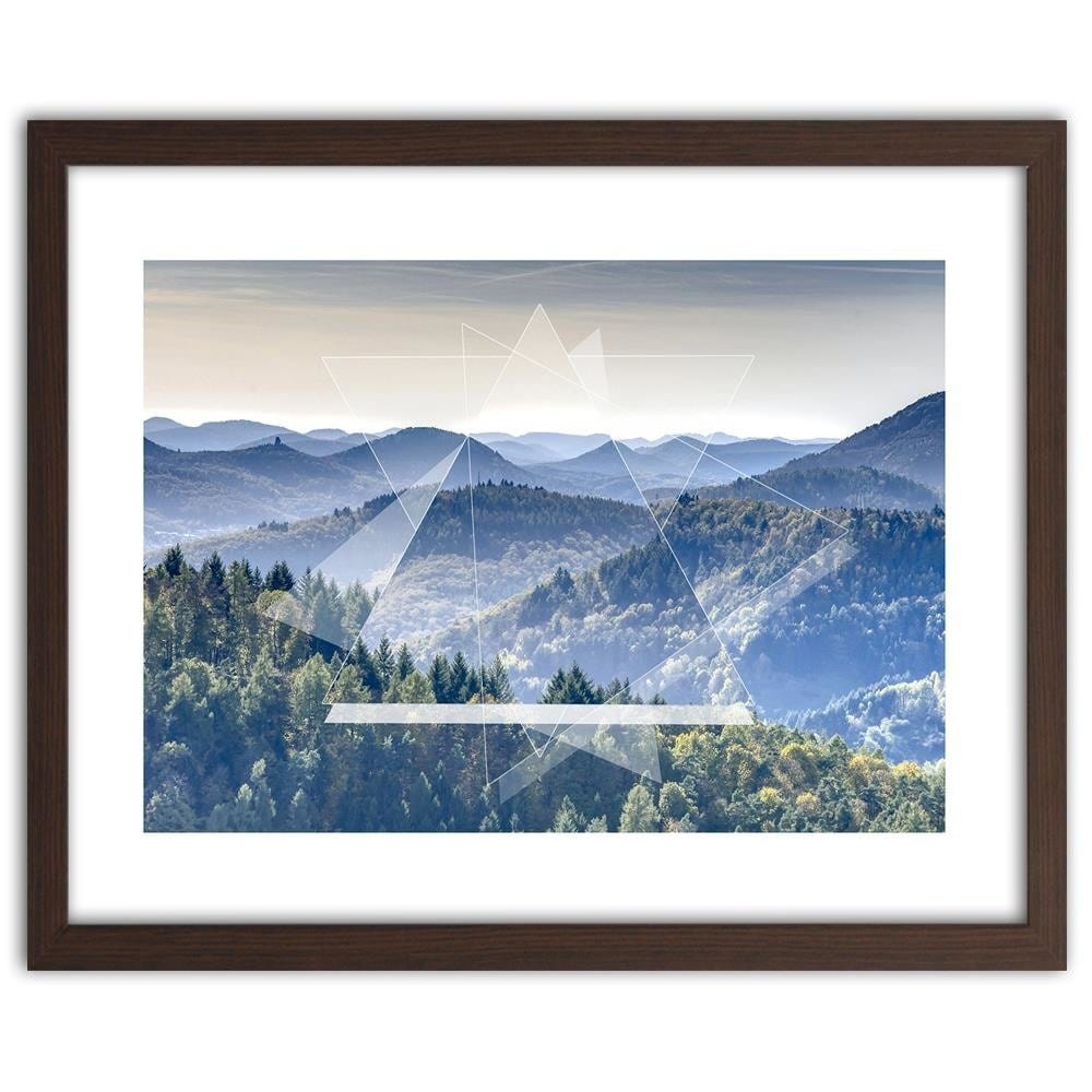 Glezna brūnā rāmī - Mountain Tree And Geometry 1 Home Trends DECO