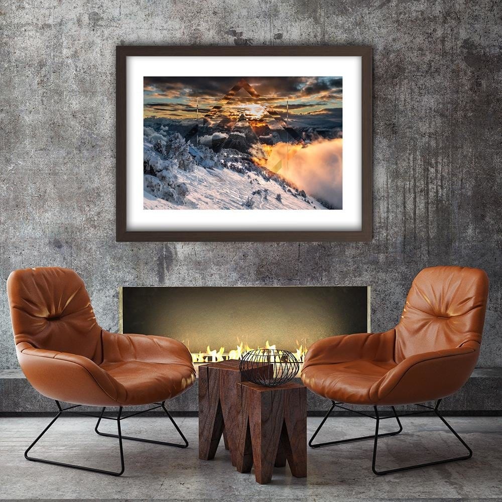 Glezna brūnā rāmī - Mountains And Sky 1 Home Trends DECO