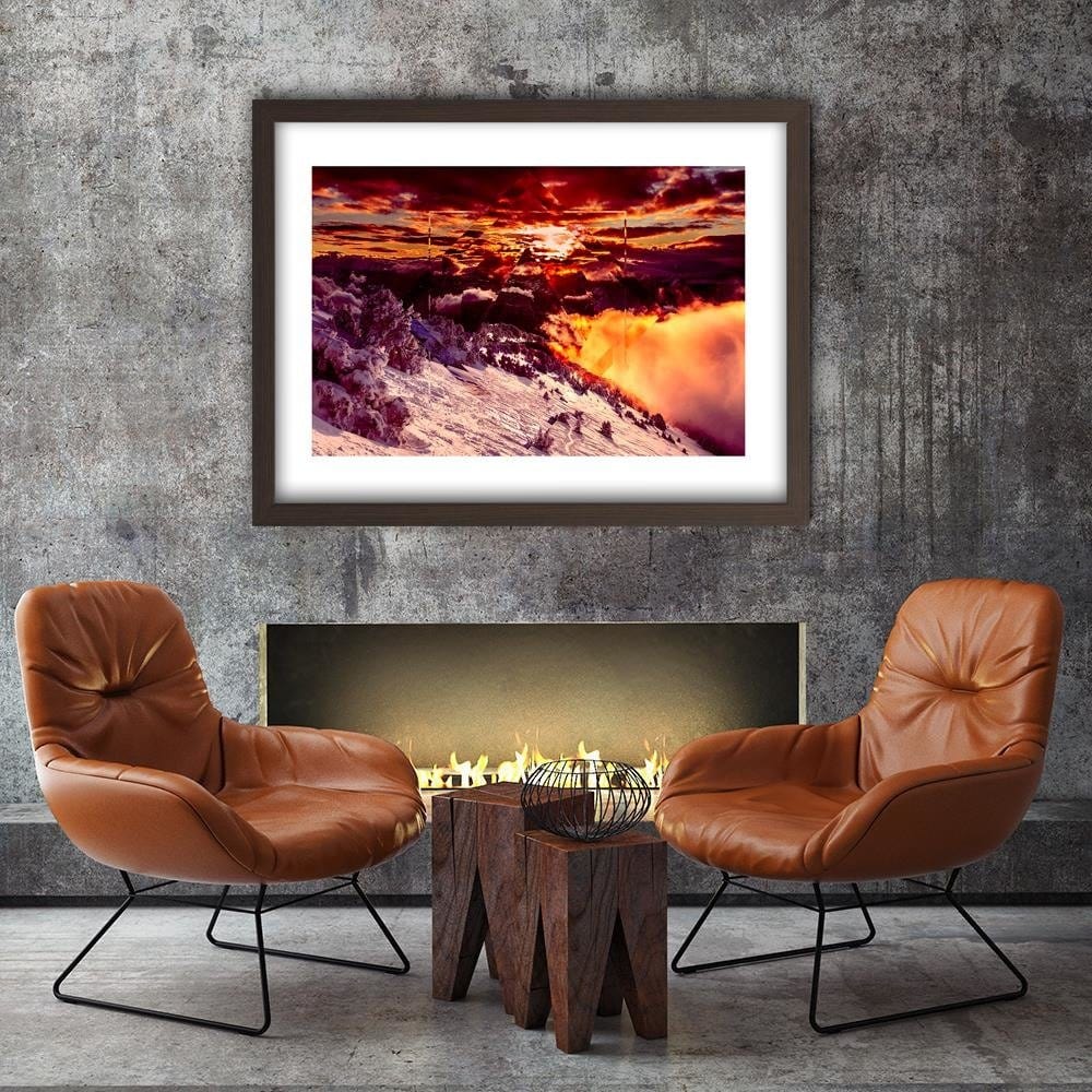Glezna brūnā rāmī - Mountains And Sky 2 Home Trends DECO