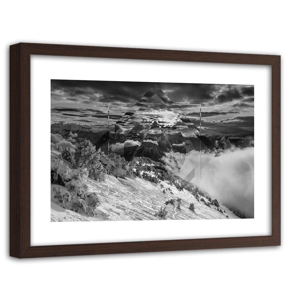 Glezna brūnā rāmī - Mountains And Sky 3 Home Trends DECO