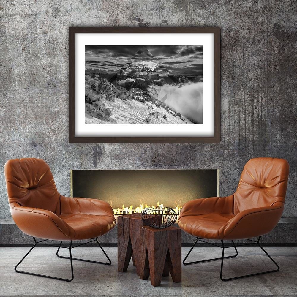 Glezna brūnā rāmī - Mountains And Sky 3 Home Trends DECO
