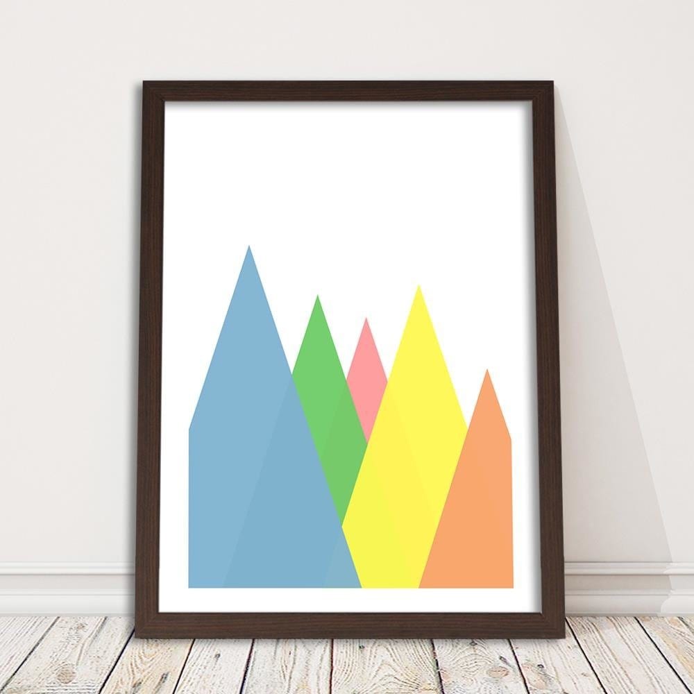 Glezna brūnā rāmī - Mountains As Abstract Triangles Home Trends DECO